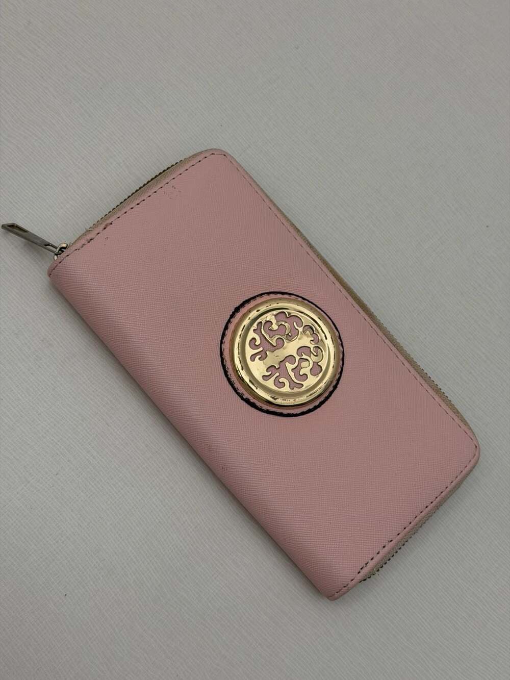 Tory Burch Pink Saffiano Leather Zip Around Continental Wallet